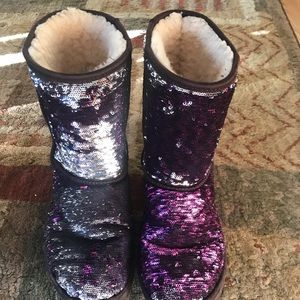 Purple/silver sequenced Ugg Boots